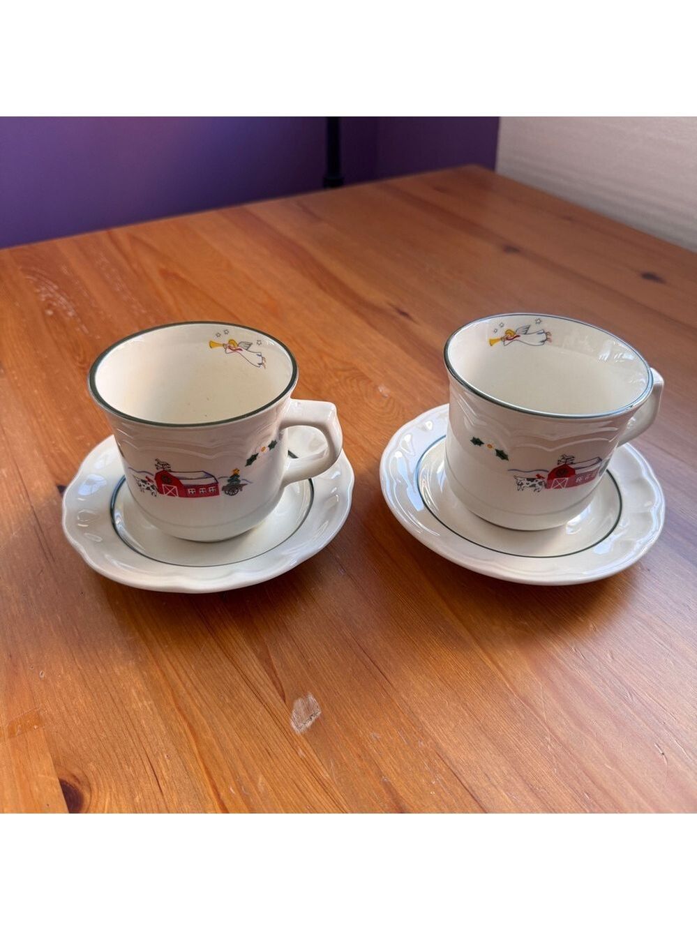 Pfaltzgraff snow villlage coffee cups and saucers